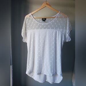 Double lined white polka dot blouse